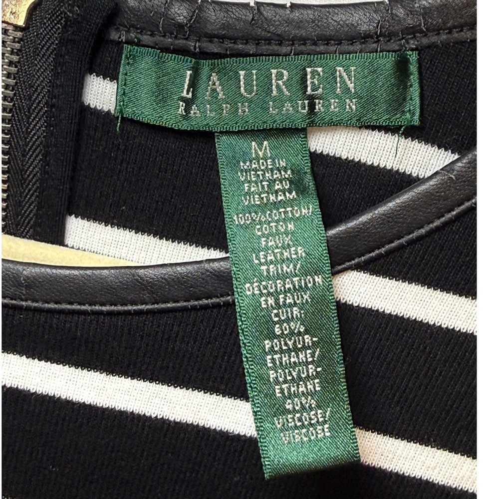 Lauren Ralph Lauren Striped Sheath Dress Faux Leather Nautical Professional M - Picture 3 of 8